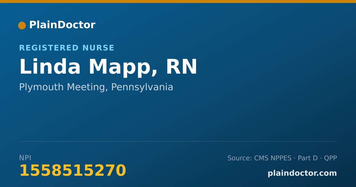 Shareable card for Linda Mapp, RN - Registered Nurse, Plymouth Meeting, PA