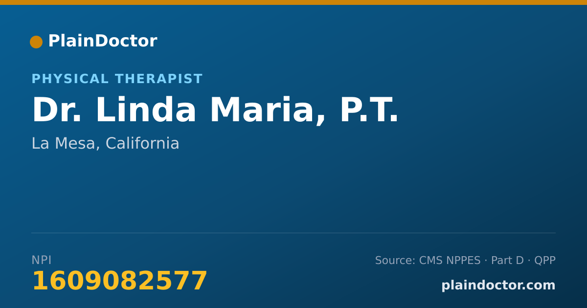 Shareable card for Linda Maria, P.T. - Physical Therapist, La Mesa, CA