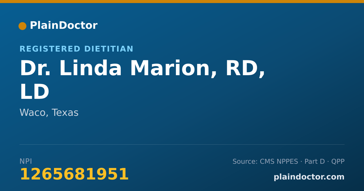 Shareable card for Linda Marion, RD, LD - Registered Dietitian, Waco, TX