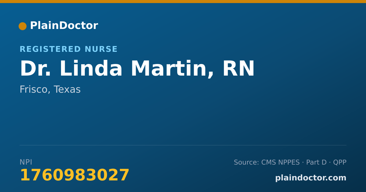 Shareable card for Linda Martin, RN - Registered Nurse, Frisco, TX