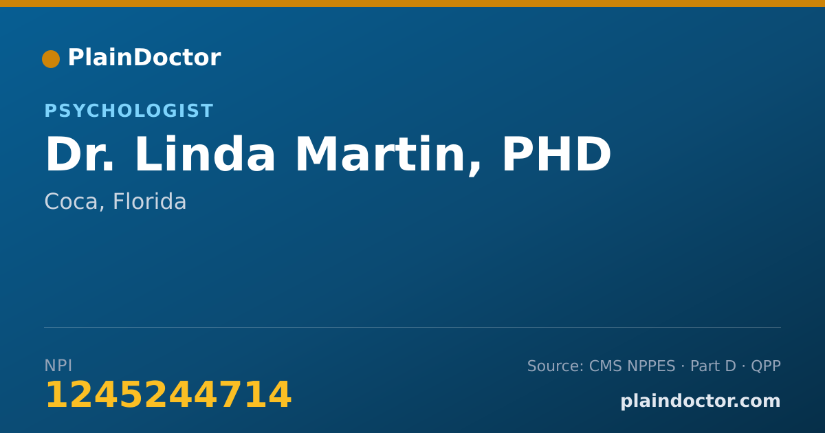 Shareable card for Linda Martin, PHD - Psychologist, Coca, FL