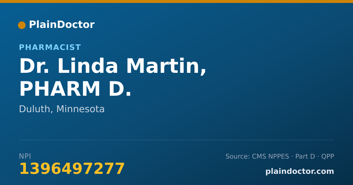 Shareable card for Linda Martin, PHARM D. - Pharmacist, Duluth, MN