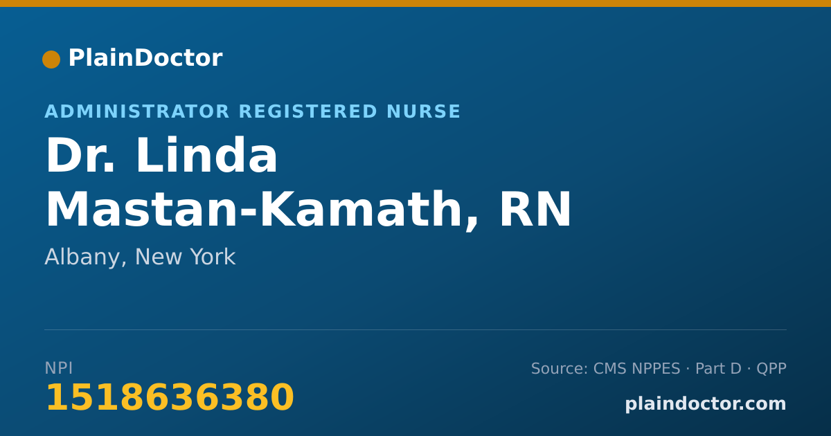 Shareable card for Linda Mastan-Kamath, RN - Administrator Registered Nurse, Albany, NY