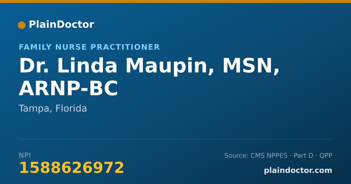 Shareable card for Linda Maupin, MSN, ARNP-BC - Family Nurse Practitioner, Tampa, FL