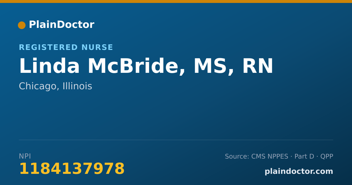 Shareable card for Linda McBride, MS, RN - Registered Nurse, Chicago, IL