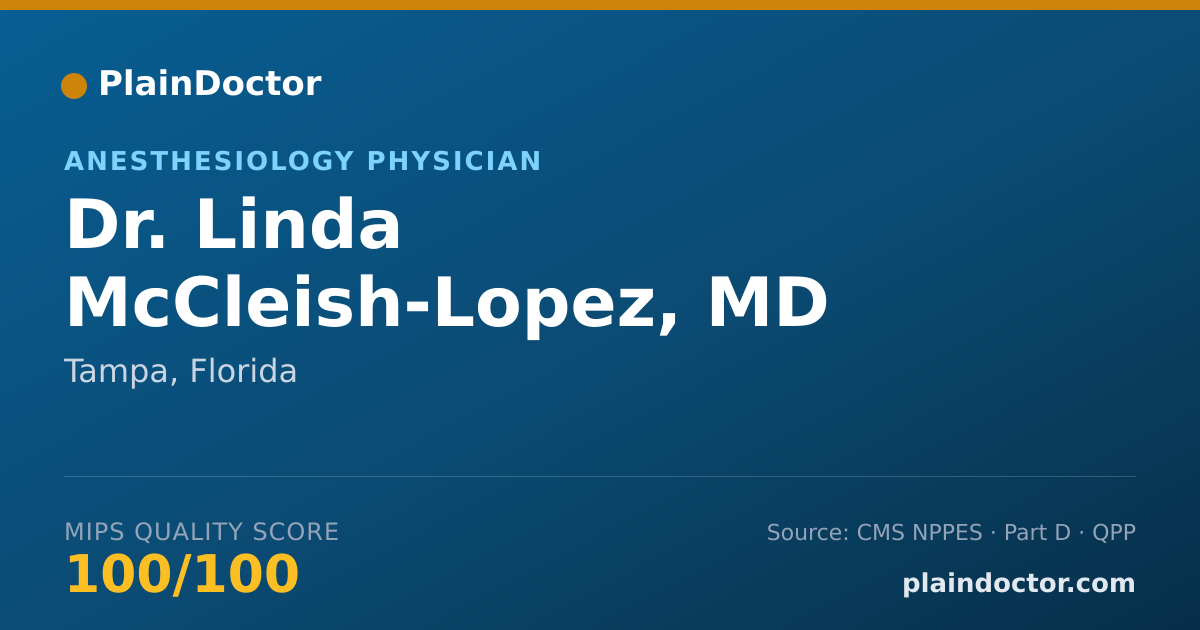 Shareable card for Linda McCleish-Lopez, MD - Anesthesiology Physician, Tampa, FL