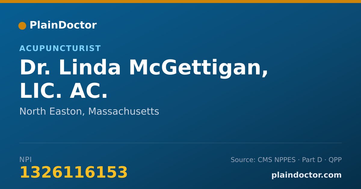 Shareable card for Linda McGettigan, LIC. AC. - Acupuncturist, North Easton, MA