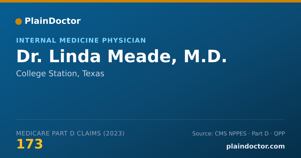 Shareable card for Linda Meade, M.D. - Internal Medicine Physician, College Station, TX
