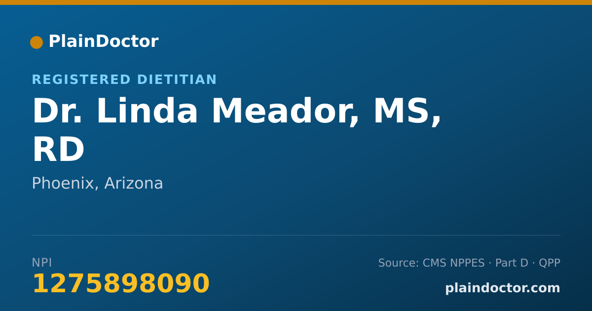 Shareable card for Linda Meador, MS, RD - Registered Dietitian, Phoenix, AZ