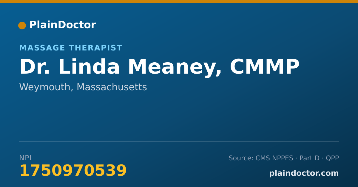 Shareable card for Linda Meaney, CMMP - Massage Therapist, Weymouth, MA