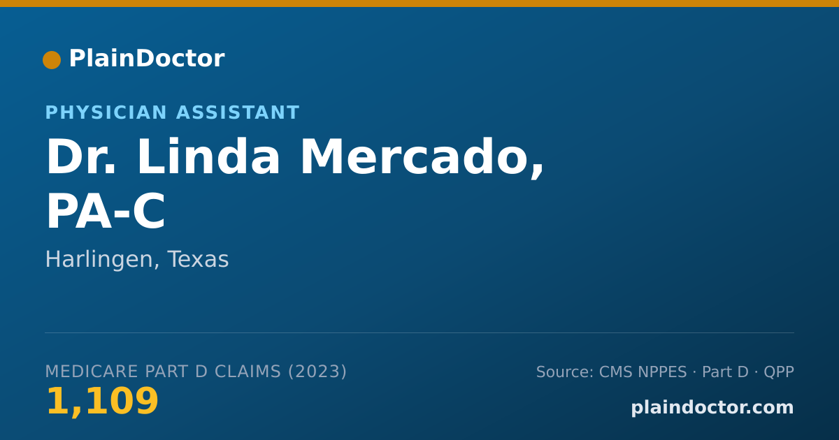 Shareable card for Linda Mercado, PA-C - Physician Assistant, Harlingen, TX