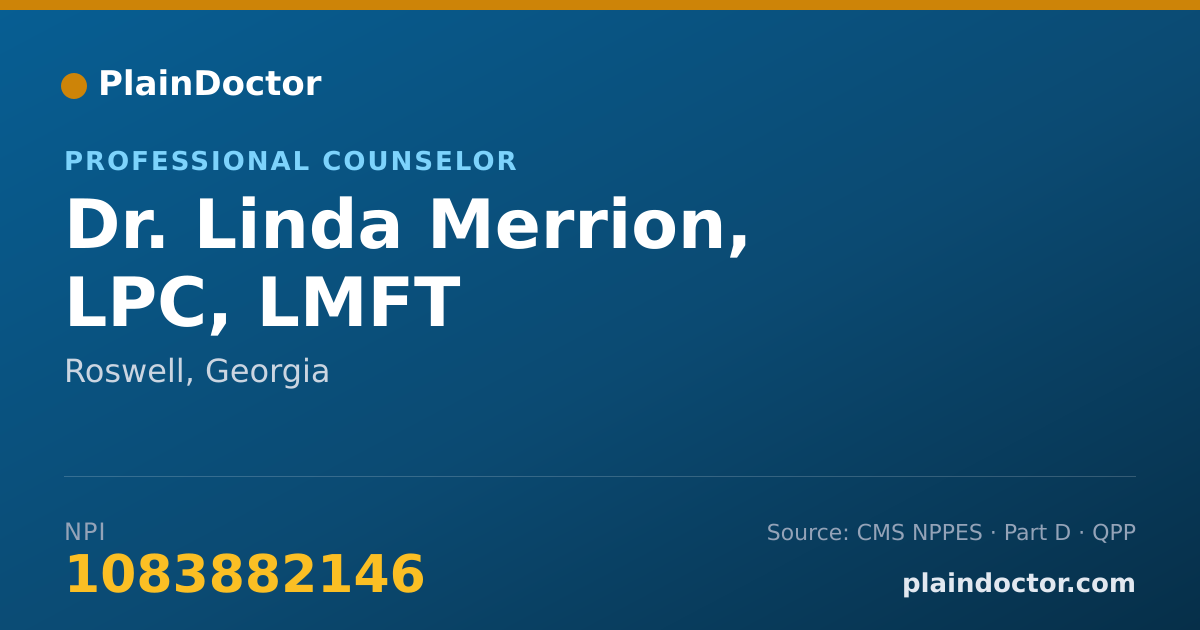 Shareable card for Linda Merrion, LPC, LMFT - Professional Counselor, Roswell, GA