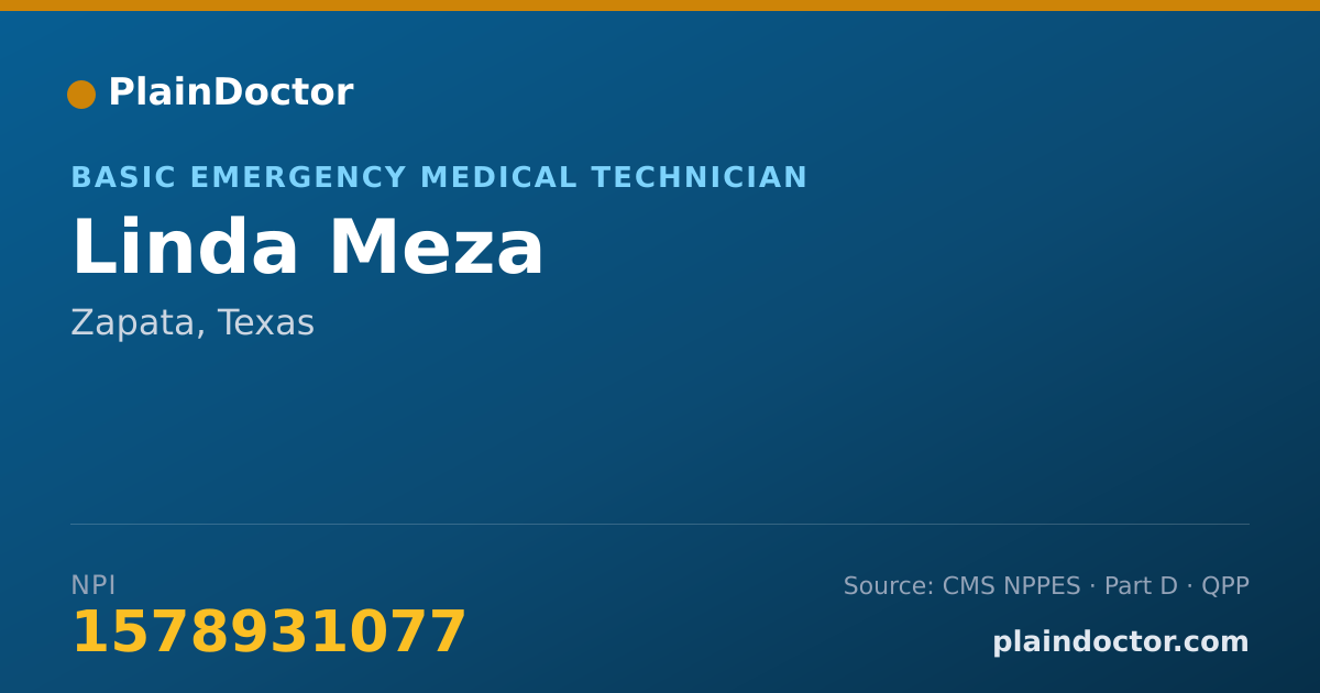 Shareable card for Linda Meza - Basic Emergency Medical Technician, Zapata, TX