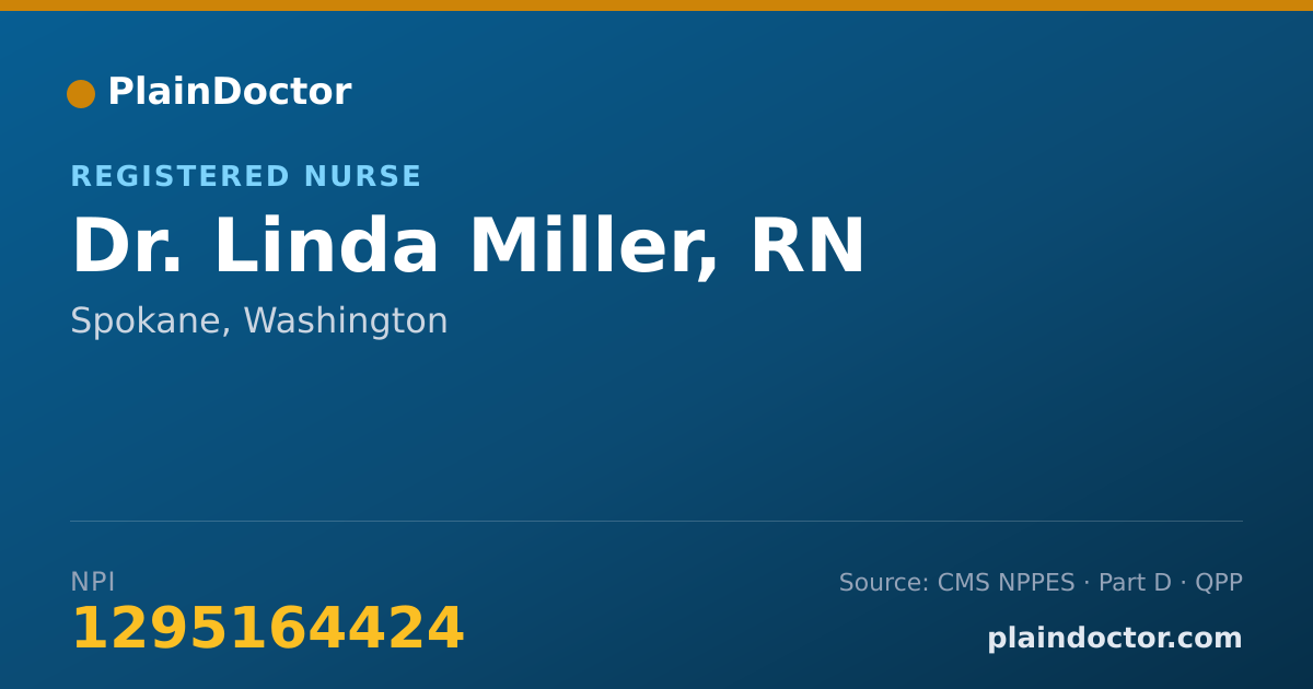 Shareable card for Linda Miller, RN - Registered Nurse, Spokane, WA