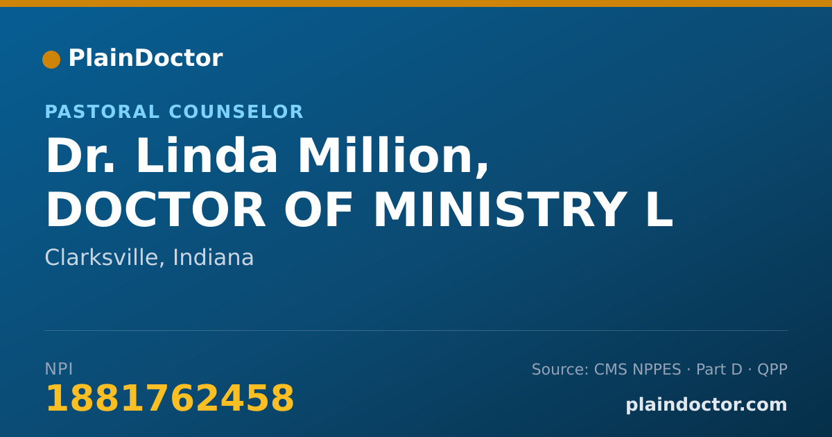 Shareable card for Linda Million, DOCTOR OF MINISTRY L - Pastoral Counselor, Clarksville, IN