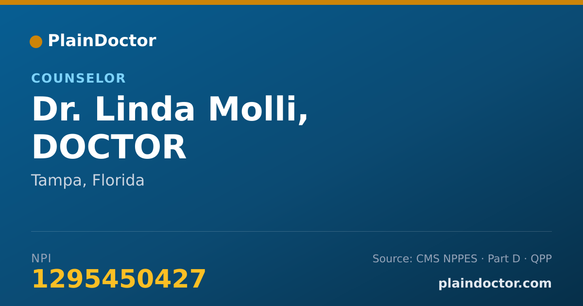 Shareable card for Linda Molli, DOCTOR - Counselor, Tampa, FL