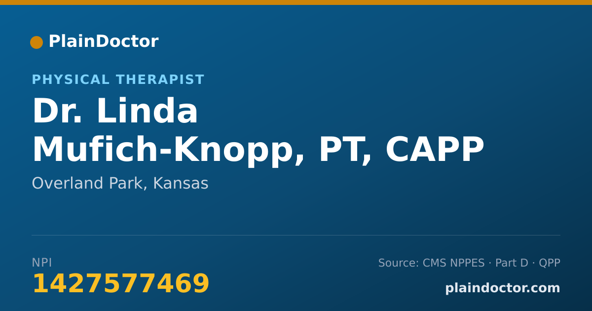 Shareable card for Linda Mufich-Knopp, PT, CAPP - Physical Therapist, Overland Park, KS