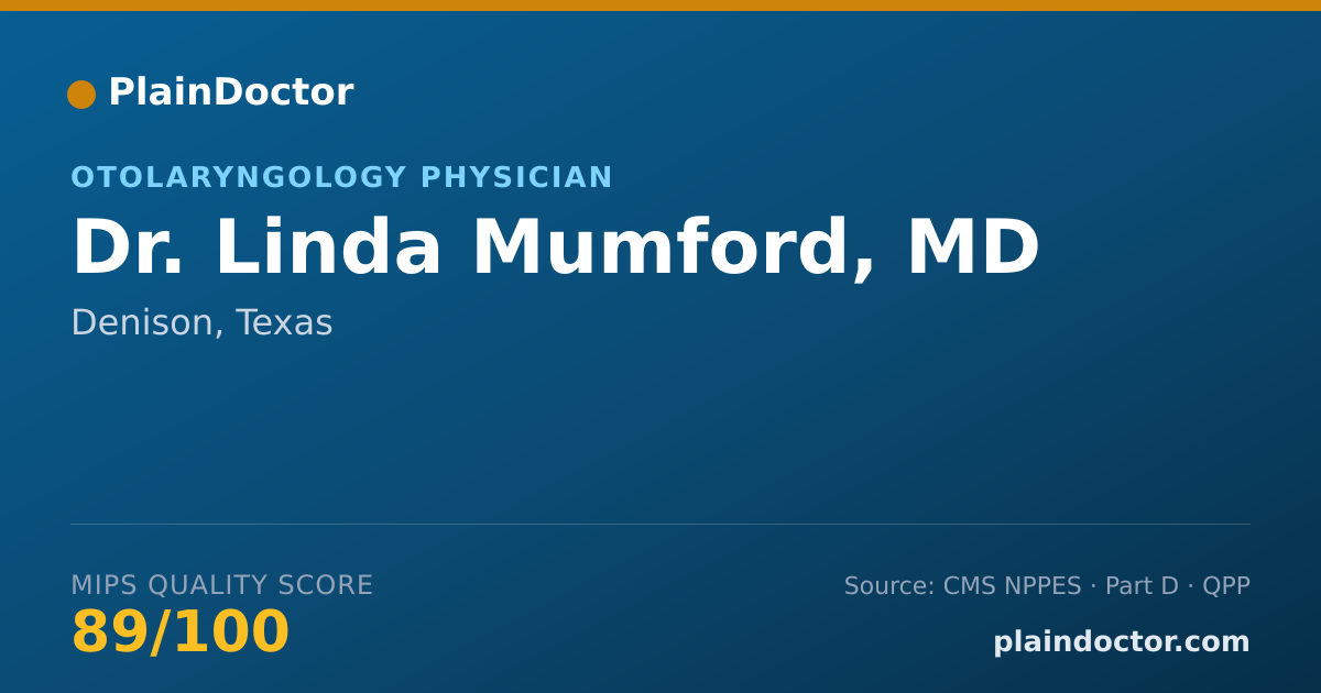 Shareable card for Linda Mumford, MD - Otolaryngology Physician, Denison, TX