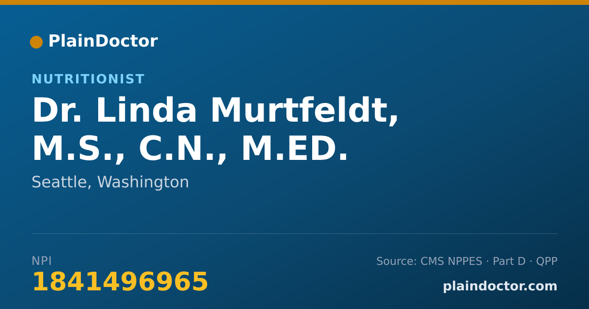 Shareable card for Linda Murtfeldt, M.S., C.N., M.ED. - Nutritionist, Seattle, WA