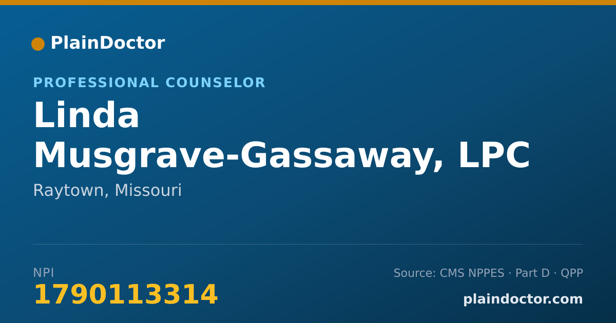 Shareable card for Linda Musgrave-Gassaway, LPC - Professional Counselor, Raytown, MO