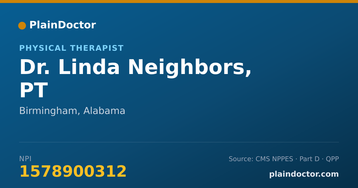 Shareable card for Linda Neighbors, PT - Physical Therapist, Birmingham, AL