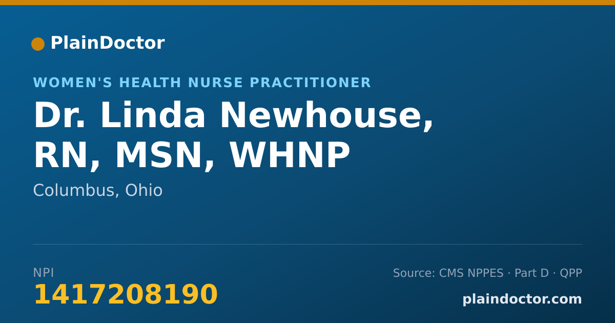 Shareable card for Linda Newhouse, RN, MSN, WHNP - Women's Health Nurse Practitioner, Columbus, OH