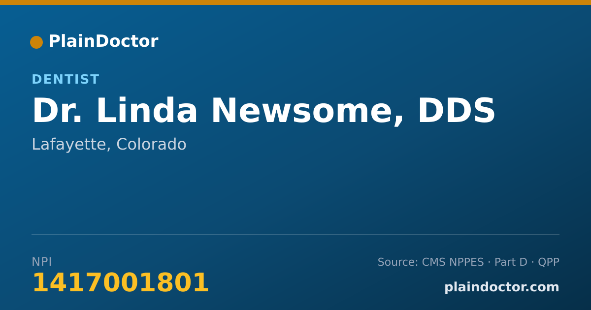 Shareable card for Linda Newsome, DDS - Dentist, Lafayette, CO
