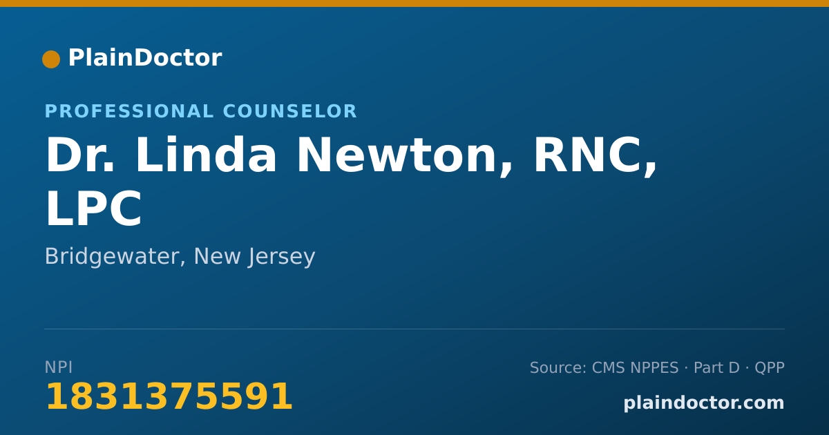 Shareable card for Linda Newton, RNC, LPC - Professional Counselor, Bridgewater, NJ