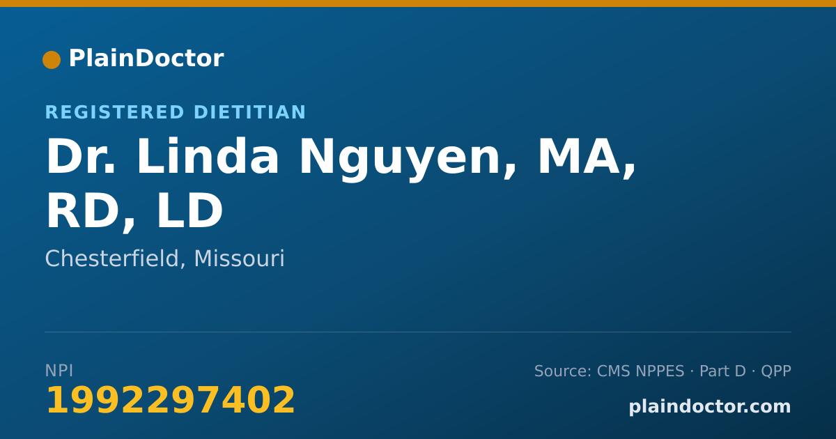 Shareable card for Linda Nguyen, MA, RD, LD - Registered Dietitian, Chesterfield, MO