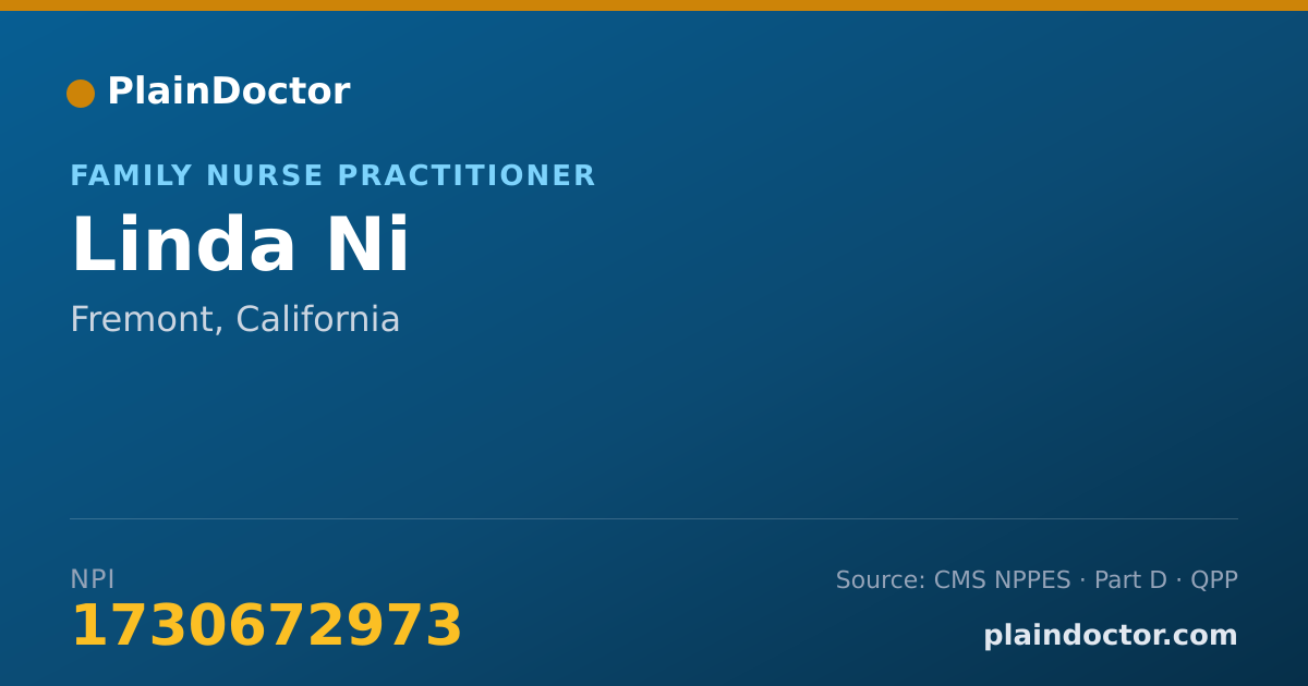 Shareable card for Linda Ni - Family Nurse Practitioner, Fremont, CA