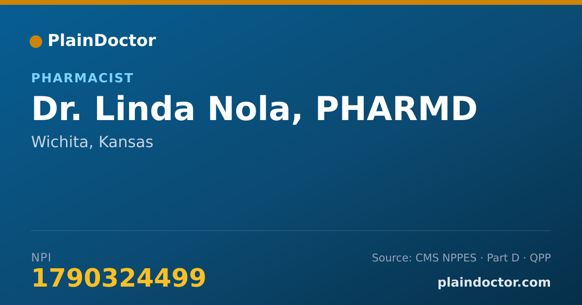 Shareable card for Linda Nola, PHARMD - Pharmacist, Wichita, KS