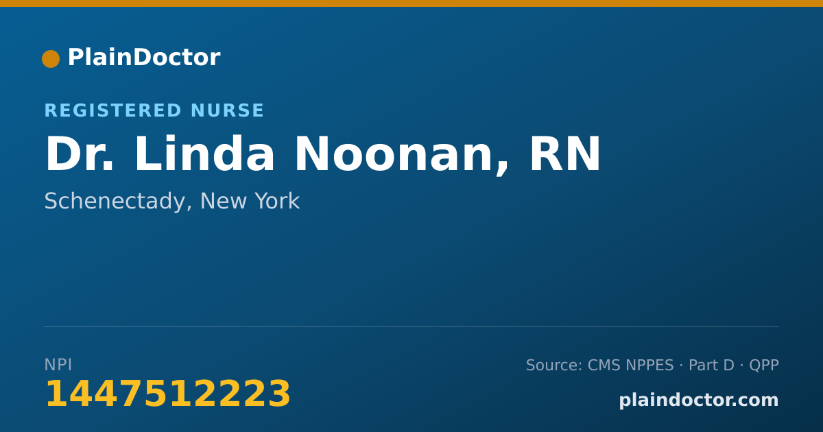 Shareable card for Linda Noonan, RN - Registered Nurse, Schenectady, NY