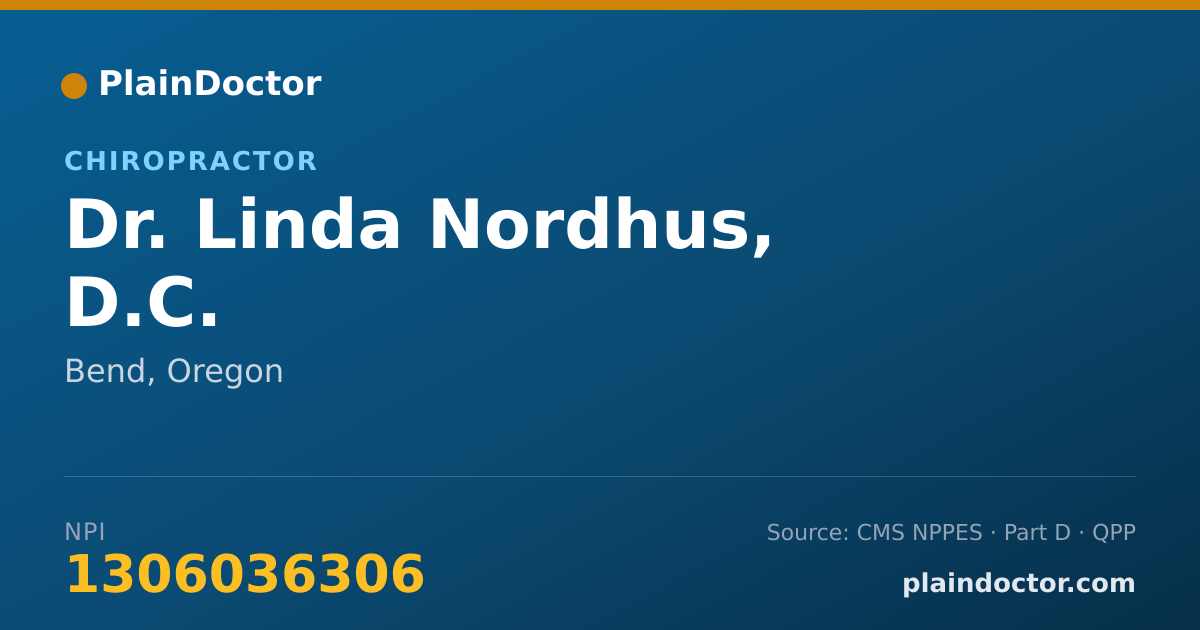 Shareable card for Linda Nordhus, D.C. - Chiropractor, Bend, OR