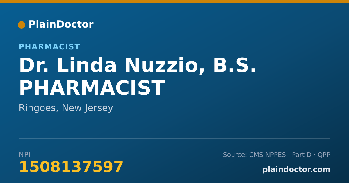 Shareable card for Linda Nuzzio, B.S. PHARMACIST - Pharmacist, Ringoes, NJ