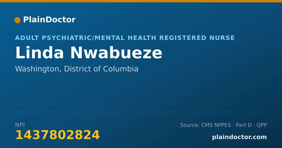 Shareable card for Linda Nwabueze - Adult Psychiatric/Mental Health Registered Nurse, Washington, DC
