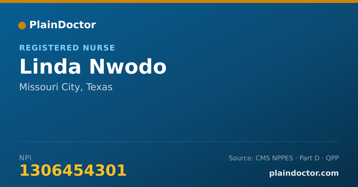 Shareable card for Linda Nwodo - Registered Nurse, Missouri City, TX