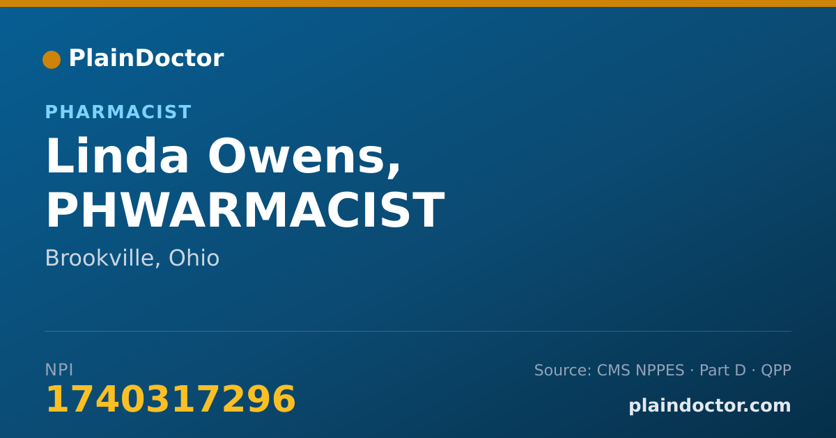 Shareable card for Linda Owens, PHWARMACIST - Pharmacist, Brookville, OH