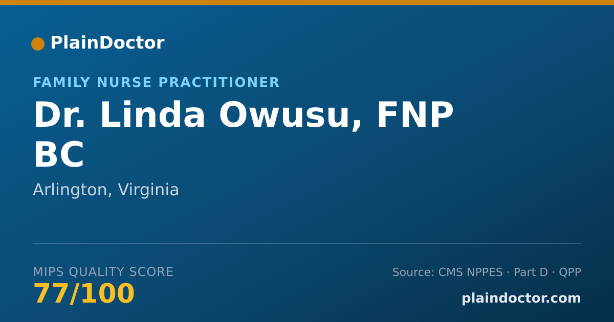 Shareable card for Linda Owusu, FNP BC - Family Nurse Practitioner, Arlington, VA