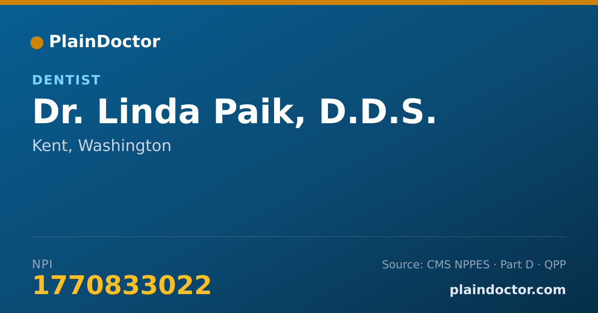 Shareable card for Linda Paik, D.D.S. - Dentist, Kent, WA