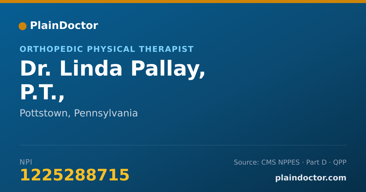 Shareable card for Linda Pallay, P.T., - Orthopedic Physical Therapist, Pottstown, PA