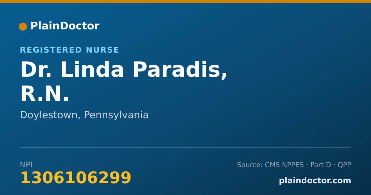 Shareable card for Linda Paradis, R.N. - Registered Nurse, Doylestown, PA