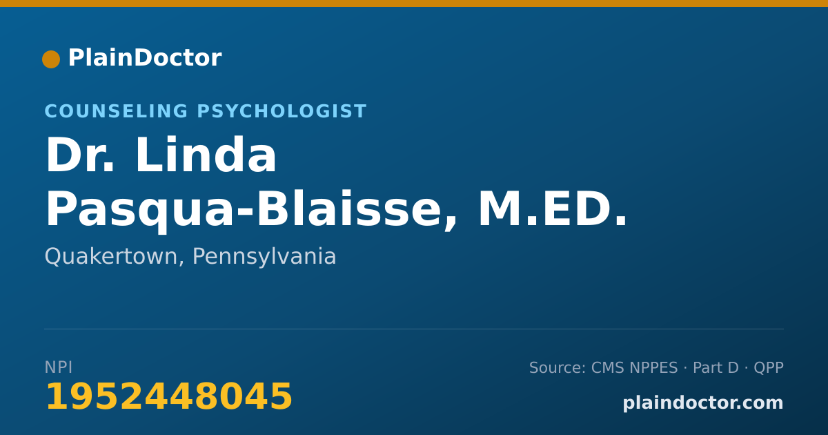 Shareable card for Linda Pasqua-Blaisse, M.ED. - Counseling Psychologist, Quakertown, PA