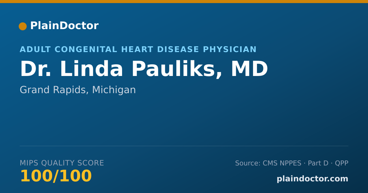 Shareable card for Linda Pauliks, MD - Adult Congenital Heart Disease Physician, Grand Rapids, MI