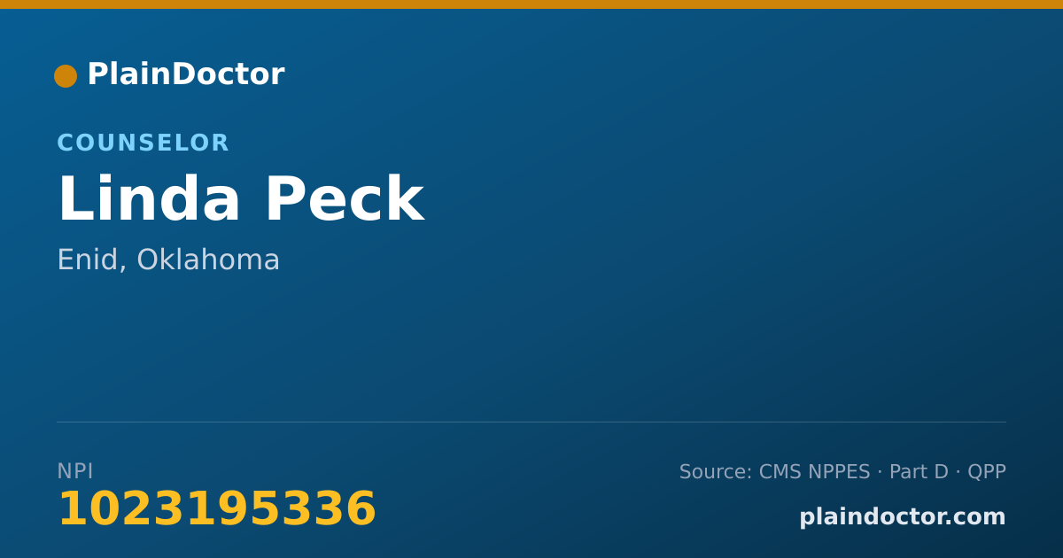 Shareable card for Linda Peck - Counselor, Enid, OK