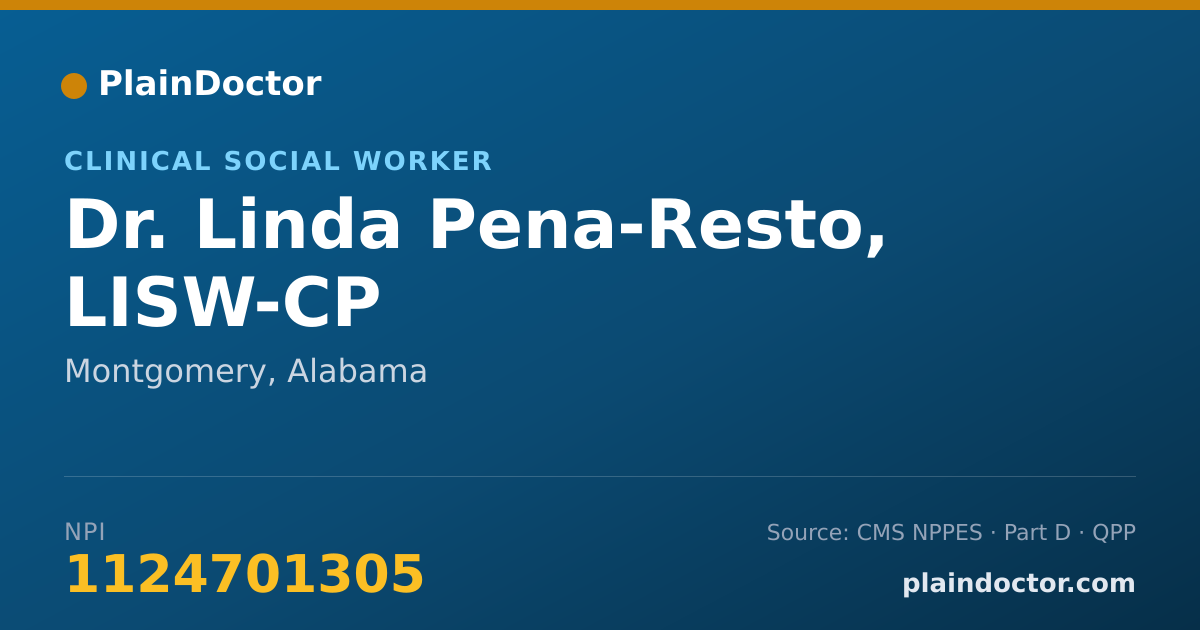 Shareable card for Linda Pena-Resto, LISW-CP - Clinical Social Worker, Montgomery, AL