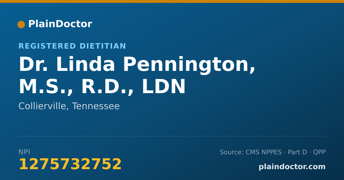 Shareable card for Linda Pennington, M.S., R.D., LDN - Registered Dietitian, Collierville, TN