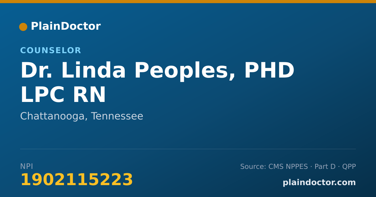 Shareable card for Linda Peoples, PHD LPC RN - Counselor, Chattanooga, TN