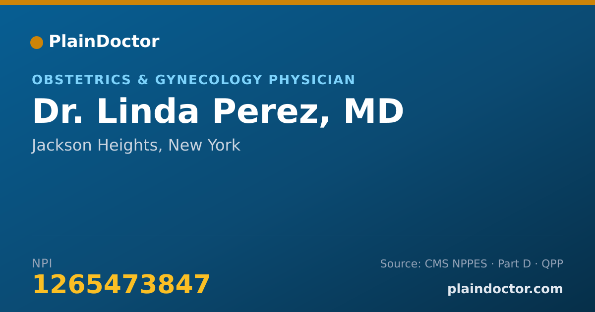 Shareable card for Linda Perez, MD - Obstetrics & Gynecology Physician, Jackson Heights, NY