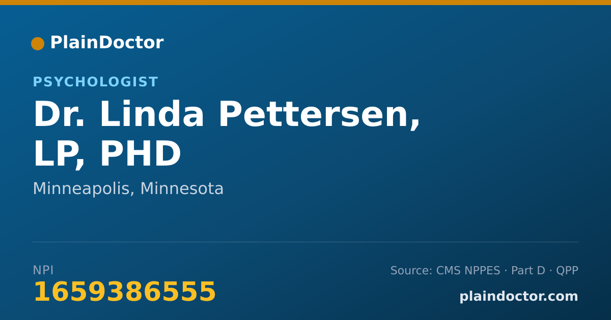 Shareable card for Linda Pettersen, LP, PHD - Psychologist, Minneapolis, MN