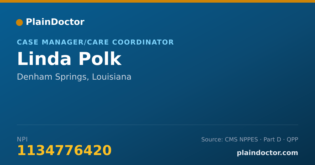 Shareable card for Linda Polk - Case Manager/Care Coordinator, Denham Springs, LA